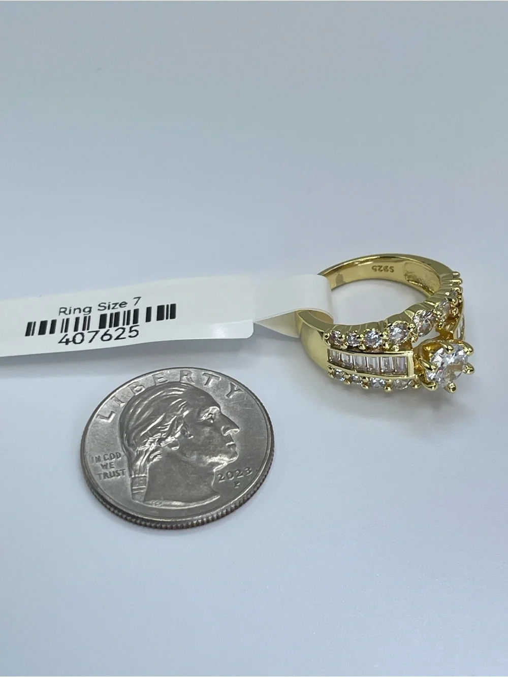 Swarovski Crystals Elements White Crystal Art Deco Bridal Ring Sz 7